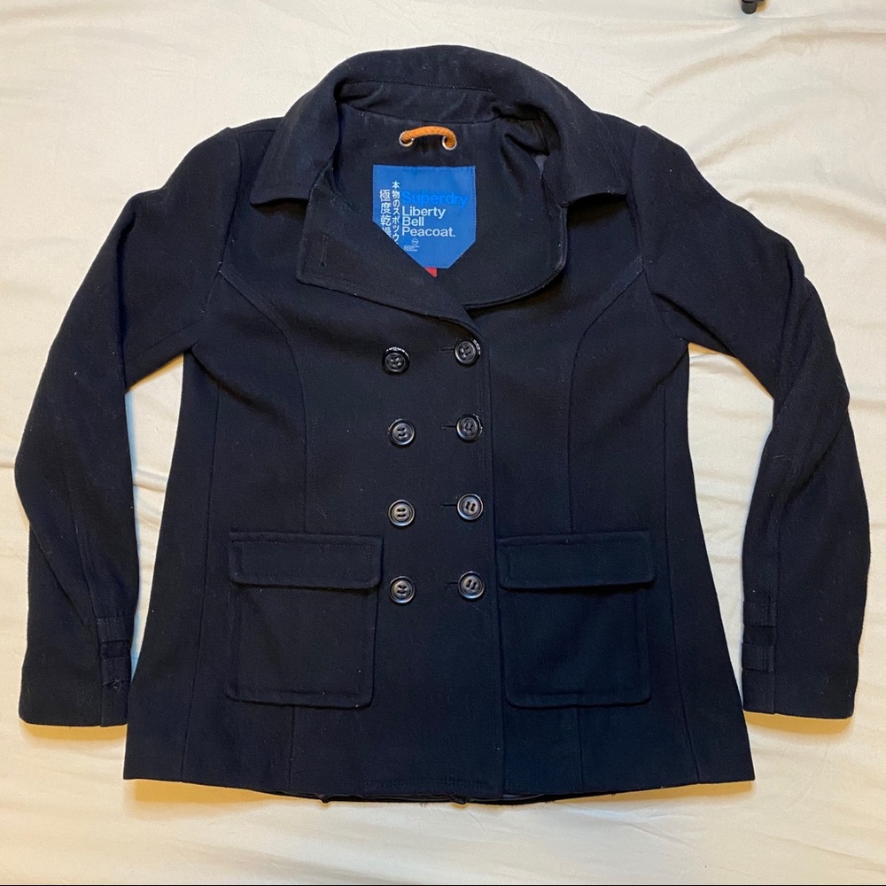 SUPERDRY PEACOAT LIBERTY BELL  black Wool Coat